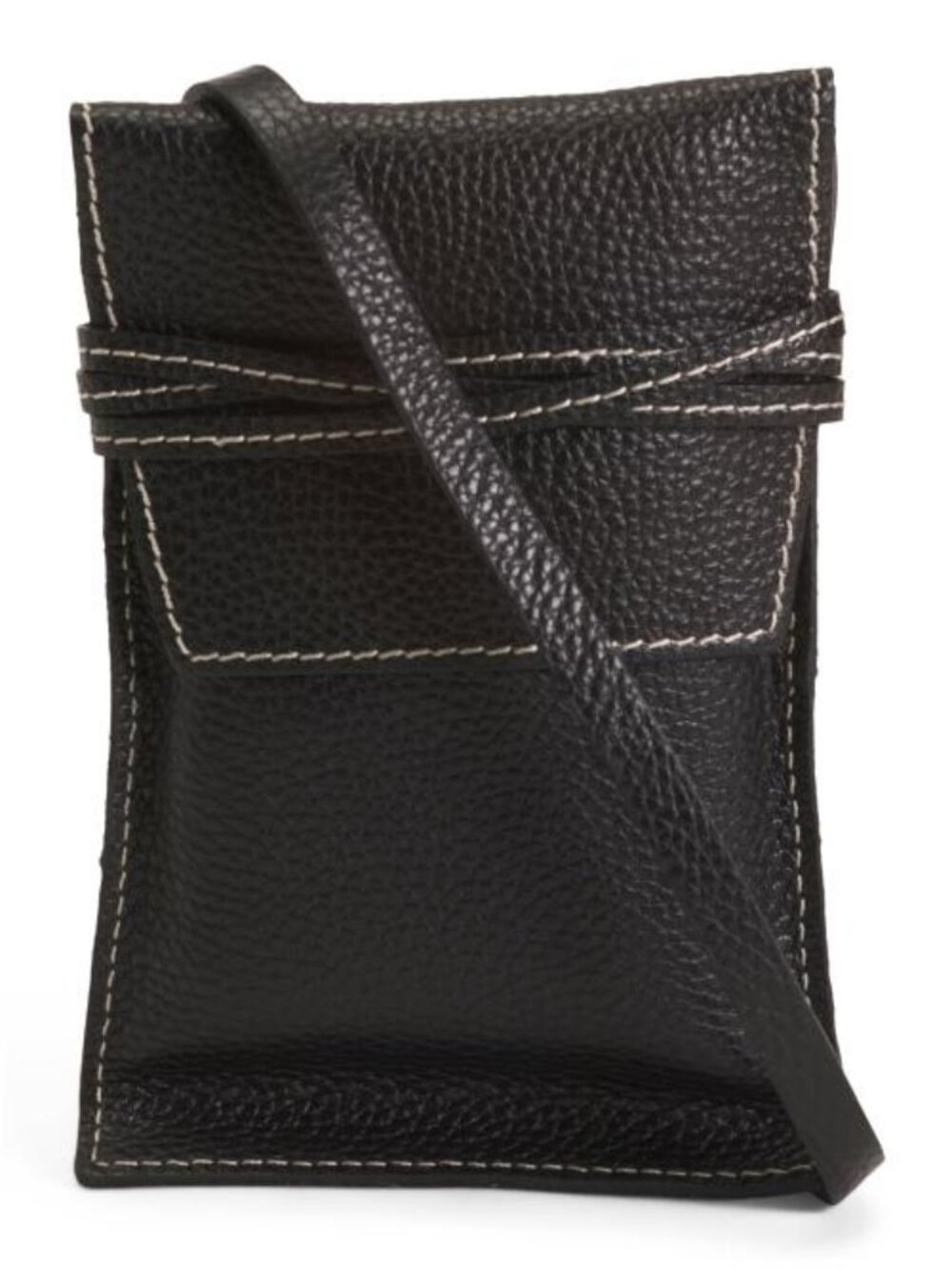 DIVINA Made In Italy Leather Cell Phone Bag With String Folding